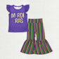 Sibling Baby Girls Kids Shorts Sleeves Shirts Stripes Bell Pants Sets Mardi Gras Clothes RTS
