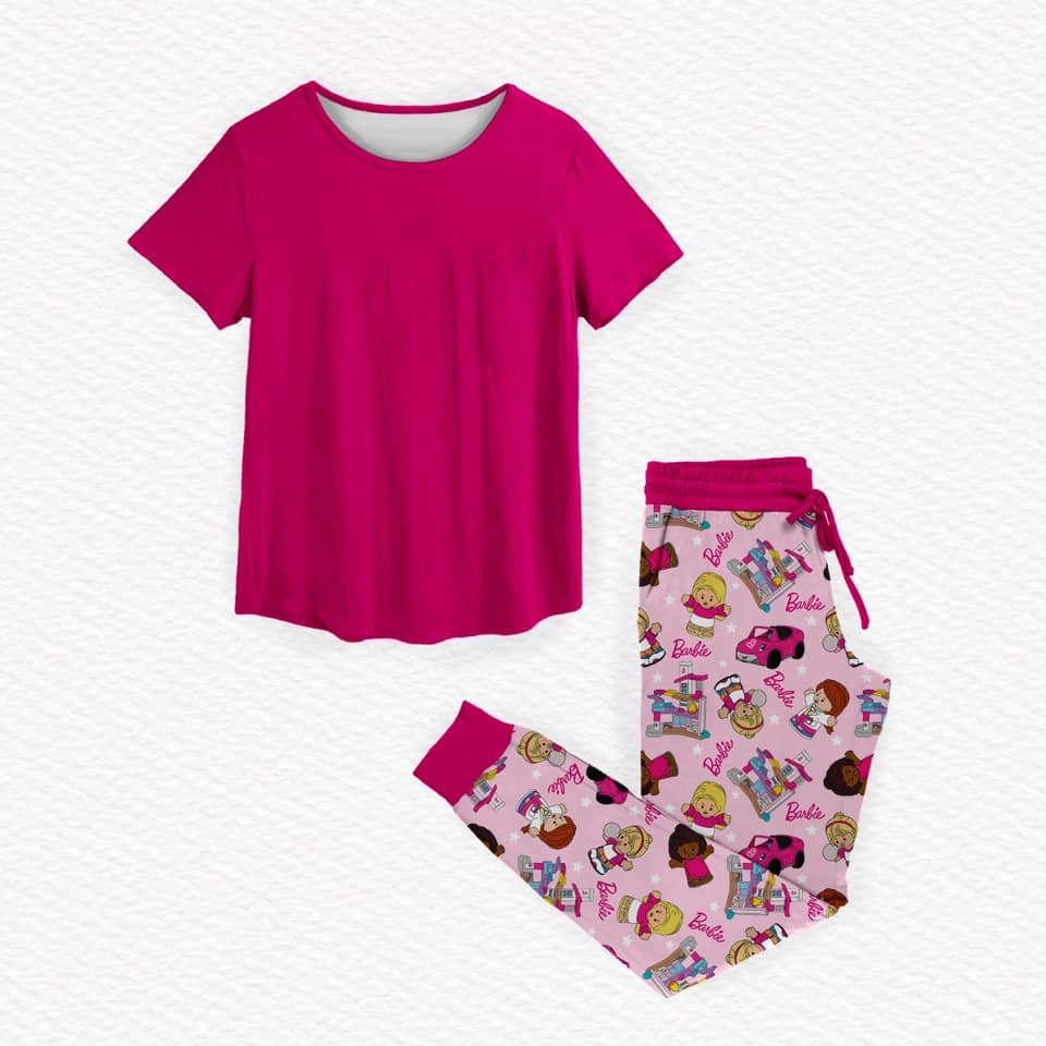 Preorder Baby Girl Cotton Pink Shirt Doll Pants Clothes Set（ Moq 5 ）