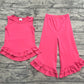 Baby Girl Sleeveless Tops Ruffle Bell Pant Pink Set RTS