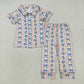Baby Girl Adult Women Blue Bows Flower Romper Pajamas Set Sibling Family Mommy And Me Clothes RTS