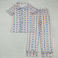 Baby Girl Adult Women Blue Bows Flower Romper Pajamas Set Sibling Family Mommy And Me Clothes RTS
