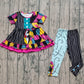 Baby Girl Short Sleeves Cartoon Ghost Tunic Pants Halloween Clothes Set RTS