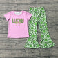 Baby Girls Kids Short Sleeves Bow Shirt Clovers Pants St Patrick Clothes Set RTS