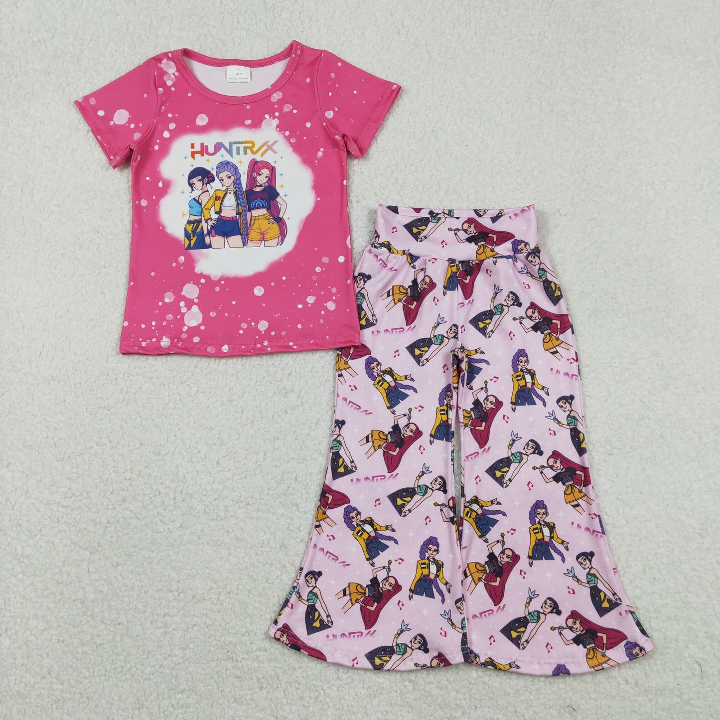 Sibling Baby Girls Kids Short Sleeves Music Character Dress Sets Clothes RTS