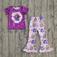 Baby Girls Short Sleeves Singer Characters Bows Shirt Pants Purple Clothes Set RTS