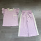 Baby Girl Kids Short Sleeves Pocket Shirt Dots Pants Lavender Set Clothes RTS