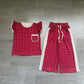 Baby Girl Kids Short Sleeves Pocket Shirt Dots Pants Red Set Clothes RTS