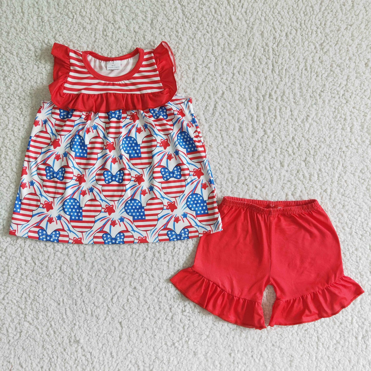 Promotion July 4th Baby Girl Summer Cartoon Shorts Outfit