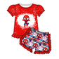 Promotion Baby Girl Cartoon Red Shirt Shorts Set