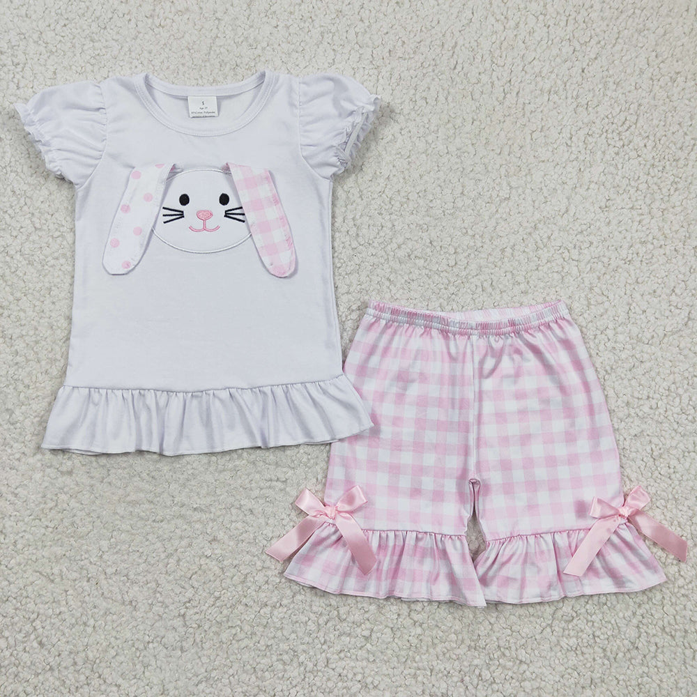 Baby Boy Girl Embroidery Easter Rabbit Ears Sibling Romper Dress Set