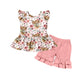 Promotion Baby Girl Western Cow Flower Ruffle Shorts Cotton Outfit