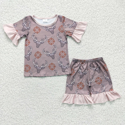 Promotion Baby Girl Deer Summer Pajamas Shorts Outfit