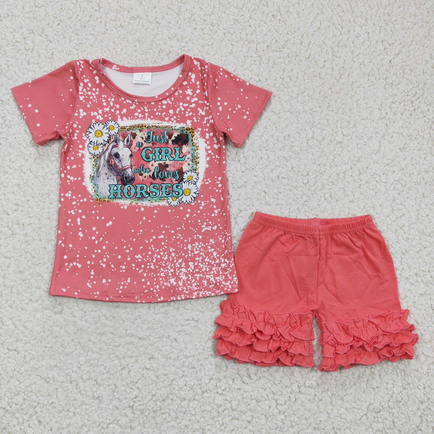 Baby Girl Short Sleeves Western Shirt Ruffle Shorts Sibling Clothes Set RTS
