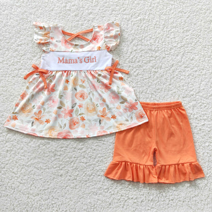 Baby Kids Embroidery Mommy's Girl Boy Floral Sibling Dress Romper Clothes Set