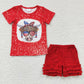Baby Girl Short Sleeves 4th Of July Western Cow Shirt Shorts Sibling Clothes Set RTS