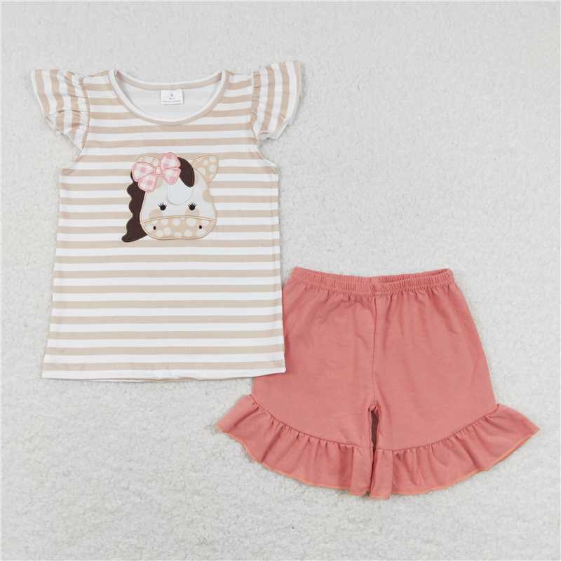 Baby Girl Short Sleeves Embroidery Sibling Romper Clothes Set RTS