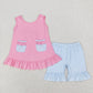Baby Girl Sleeveless Flower Bows Pockets Tunic Ruffle Shorts Set Sibling Clothes RTS