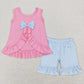 Baby Girl Sleeveless Flower Bows Pockets Tunic Ruffle Shorts Set Sibling Clothes RTS