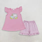 Sibling Baby Girls Kids Short Sleeves Embroidery Popsicle Tops Shorts Sets Summer Clothes RTS
