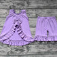 Pre-order Baby Girl Open Back Tops Purple Shorts Cotton Set