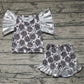 Baby Girl Short Sleeves Leopard Smile Tops Shorts Set