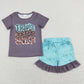 Baby Girl Short Sleeves Western Shirt Ruffle Shorts Sibling Clothes Set RTS