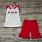 Pre-order Baby Girl Sleeveless Flags Tops Red Shorts July 4th Set