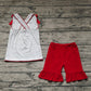 Pre-order Baby Girl Sleeveless Flags Tops Red Shorts July 4th Set