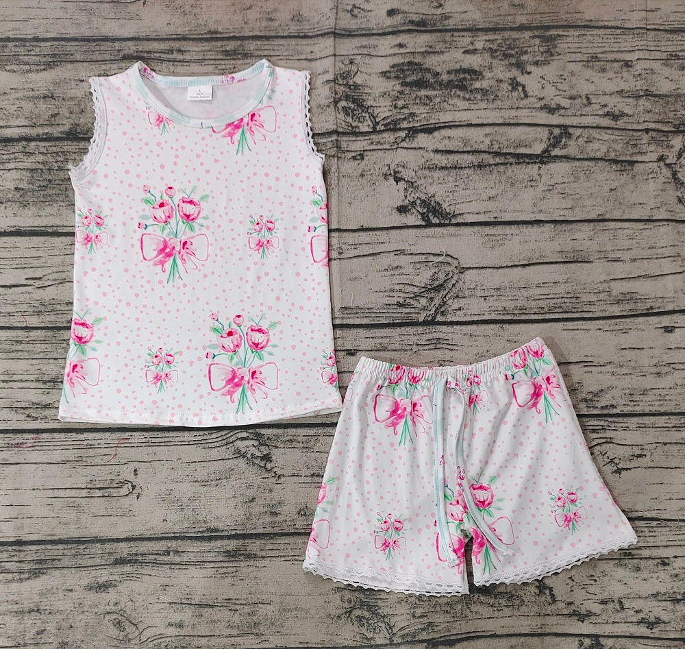 Pre-order Baby Girl Sleeveless Floral Tops Shorts Summer Set Pajamas