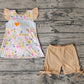 Pre-order Baby Girl I Love Mom Floral Big Bow Tops Shorts Summer Set