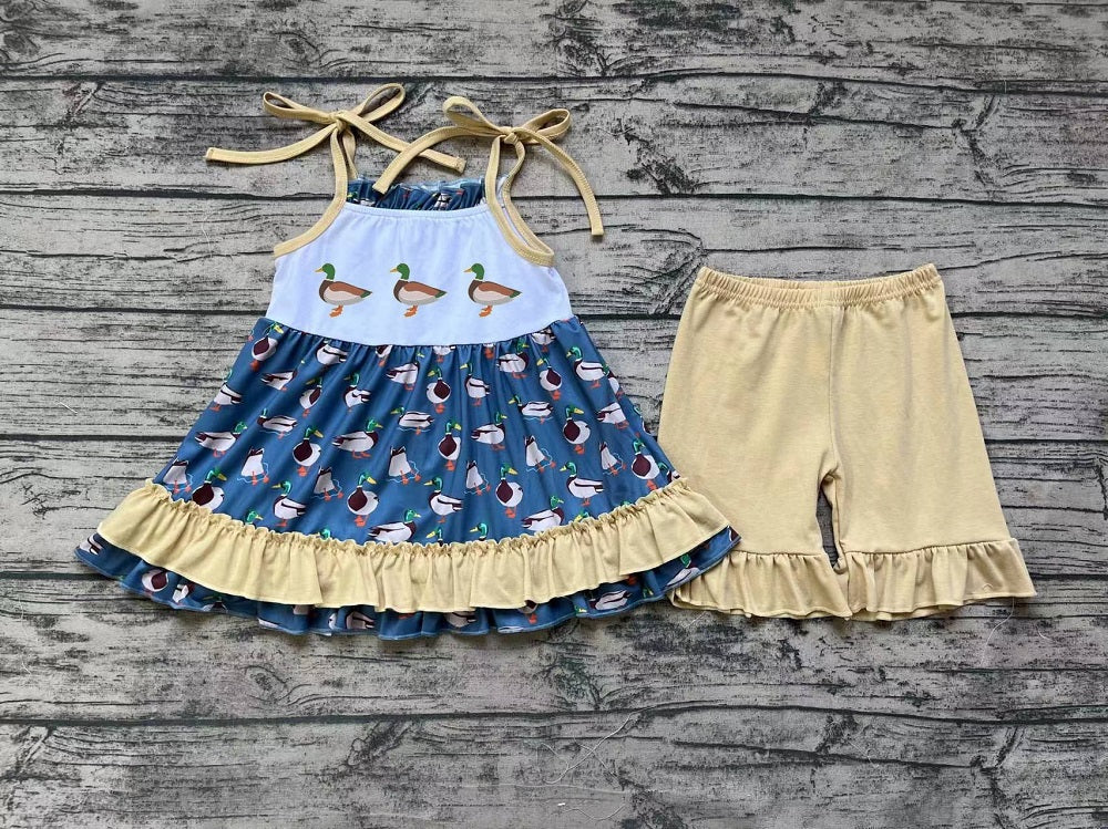 Pre-order Baby Girl Sleeveless Ducks Tunic Shorts Summer Set