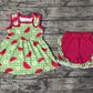 Baby Girl Watermelon Floral Green Plaid Tunic Shorts Summer Set