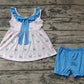 Pre-order Baby Girl Sleeveless Floral Tunic Blue Shorts Set