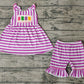 Pre-order Baby Girl Sleeveless Popsicle Tunic Purple Stripes Shorts Summer Set