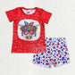 Sibling Baby Girls Kids Short Sleeves Shirts Denim Shorts 4th of July Clothes Sets RTS