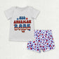 Sibling Baby Girls Kids Short Sleeves Shirts Denim Shorts 4th of July Clothes Sets RTS