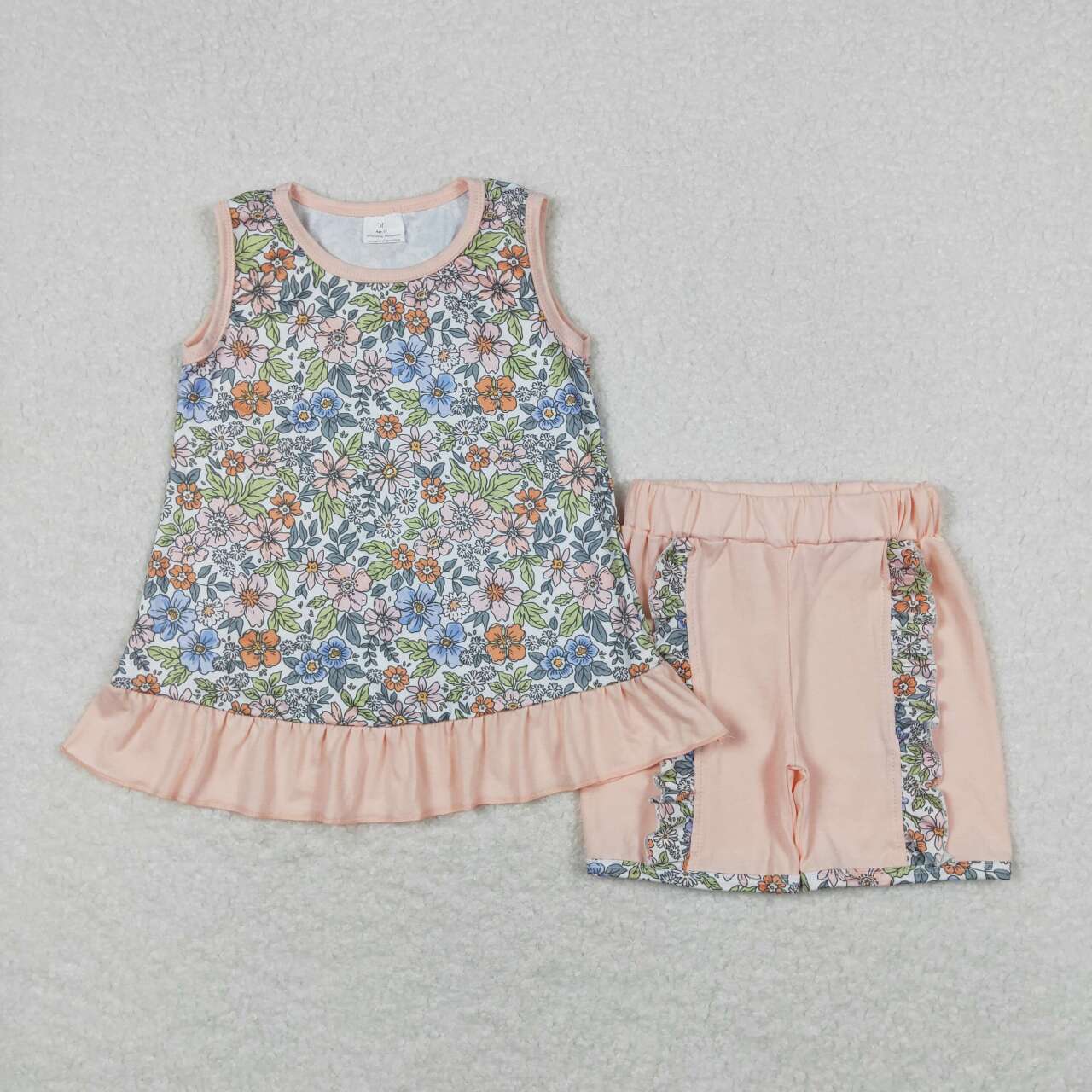 Baby Girl Sleeveless Flower Tunic Ruffle Shorts Clothes Sibling Set RTS