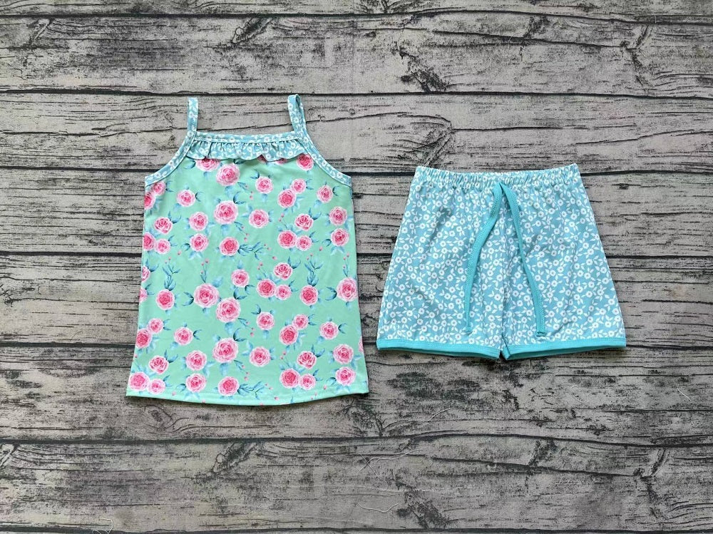 Pre-order Baby Girls Sleeveless Tops Floral Shorts Set