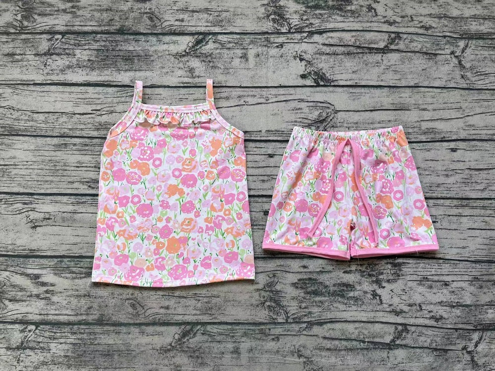 Pre-order Baby Girls Sleeveless Tops Floral Shorts Set