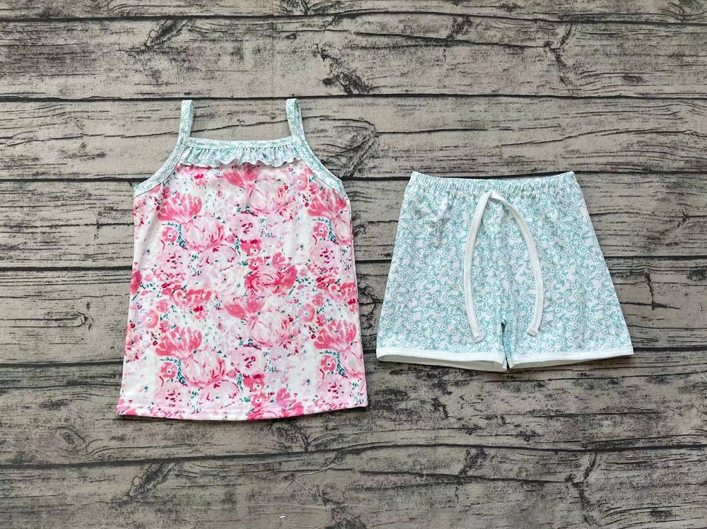 Pre-order Baby Girls Sleeveless Tops Floral Shorts Summer Set