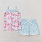 Baby Girl Sleeveless Floral Shirt Shorts Clothes Sibling Summer Set RTS
