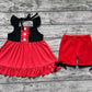 Baby Girl Black Red Princess Tunic Tops Shorts Clothes Set