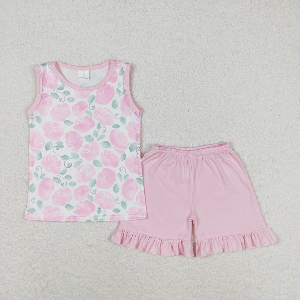 Baby Girl Sleeveless Pink Flower Sibling Dress Clothes Outfit RTS