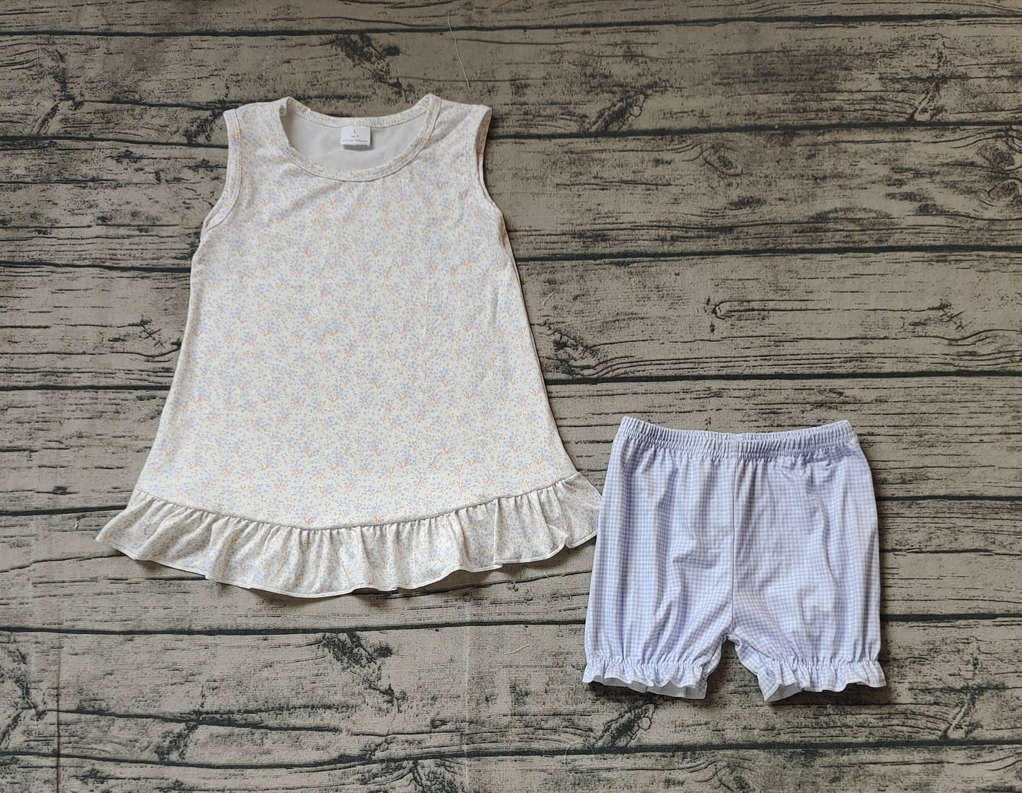 Baby Girl Floral Tops Plaid Shorts Clothes Set