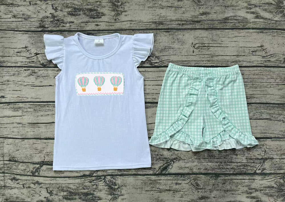 No moq Pre-order Baby Girl Short Sleeves Balloons Shirt Shorts Summer Set