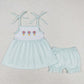 Boy Baby Girl Embroidery Hot Balloons Checked Sibling Romper Shorts Set RTS