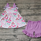 Baby Girl Sleeveless Floral Tops Purple Cotton Shorts Set