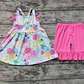 Pre-order Baby Girl Sleeveless Floral Tunic Pink Shorts Summer Flower Set