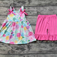 Pre-order Baby Girl Sleeveless Floral Tunic Pink Shorts Summer Flower Set