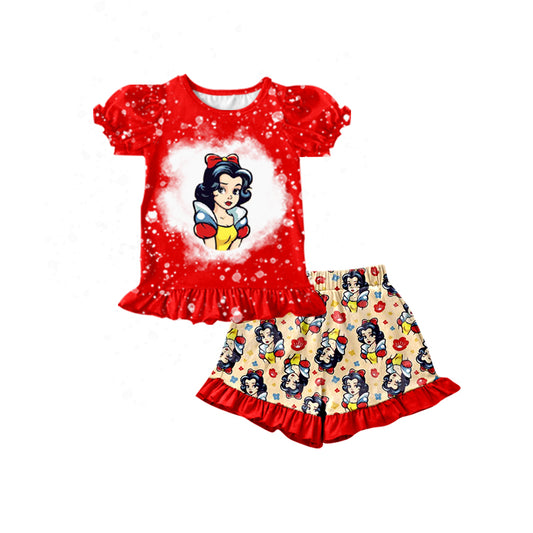 Pre-order Baby Girl Short Sleeves Red Shirt Princess Shorts Summer Set